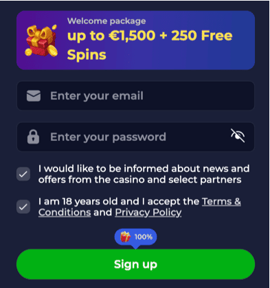Registration at B7 casino